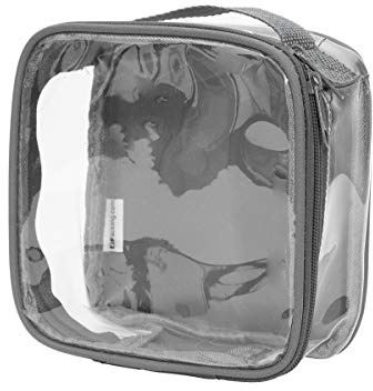 EzPacking Clear TSA Approved 3-1-1 Travel Toiletry Bag for Carry On/Quart Size Transparent Liquids Pouch for Airport Security/Reusable See Through Vinyl & PVC Plastic Organizer Men Women (Gray)