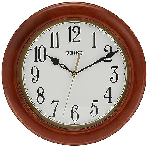 Seiko Klassische Wanduhr aus Holz, rund, 30,5 cm