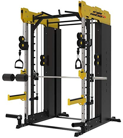 Grupo Contact - Maquina Gimnasio Multipower para Ejercicios Fitness y Gym Multifuncion, Dobles Poleas Laterales, Diferentes Agarres, Uso Profesional y Individual. Modelo: TS102