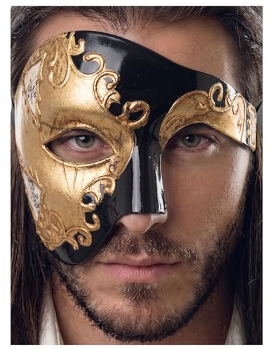 Half Face Masquerade Mask For Men Phantom Of The Opera Mask for Masquerade Party, Venetian Party, Mardi Gras, Halloween & Cosplay