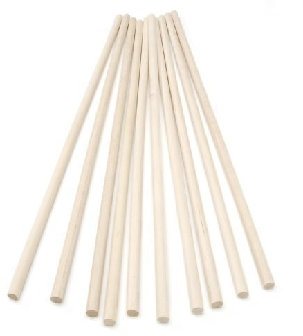 Pack of 10 pieces, 30cm Wooden Craft Sticks - Hardwood Dowels Poles 6mm Diameter