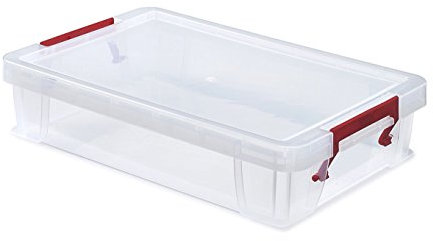 Whitefurze Allstore Container with Silver Clamp, Plastic, Natural, 5.5 Litre
