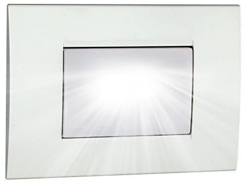 VEMER VE511200 SYRIO – Lampada Emergenza da Incasso 3 Moduli, LED Bianco Opale per Blackout, Interruzioni Corrente, Torcia Portatile