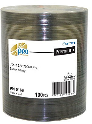 Professional Quality Blank CDs - CD-R Falcon Pro Silver 52x 700MB 80min Thermal Hub Printable 100 Disc Pack