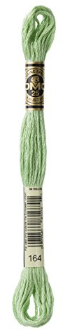 DMC 117-164 Mouline Stranded Cotton Six Strand Embroidery Floss Thread, Light Forest Green, 8.7-Yard