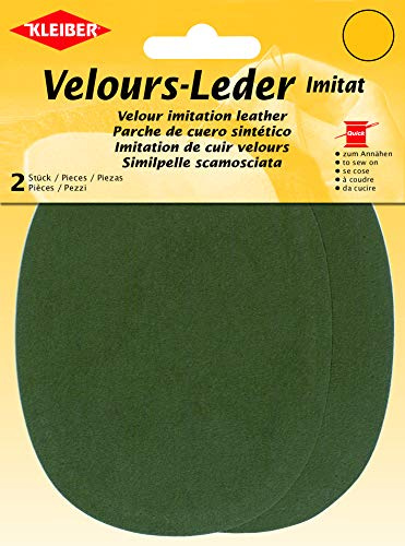 Kleiber Velour Imitation Leather Oval Patch, Olive Green