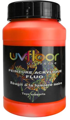 UV FLOOR - Acrylfarbe - Spezial Schwarzlicht Und Ultraviolett - Knallig - Fließend Und Hochpigmentiert - Neonfarben - Neonrot - 250ml