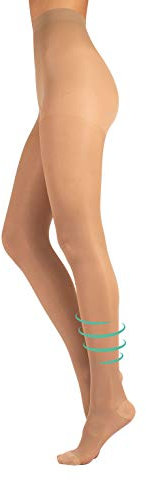 CALZITALY Medizinische Feine Stützstrumpfhose mit Hoher Abgestufter Kompression | Schwarz, Hautfarbe | S, M, L, XL, XXL | 140 DEN | Made in Italy (XL, Beige)