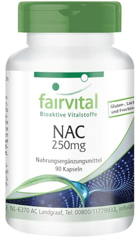 fairvital NAC 250mg, 90 gélules, faciles à avaler, N-acétyl-cystéine, acide aminé
