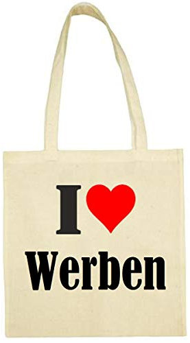 Reifen-Markt Tasche I Love Werben Größe 38x42 Farbe Natur Druck Schwarz