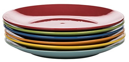 Kaleidos Classico Set 6 Piatti Piani, Stoneware (Gres), Giallo/Verde/Blu Azzurro/Arancio/Rosso, 27x27x10 cm, 6 unità