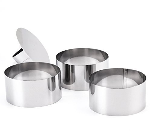 Guowall Set di 3 Coppapasta, Coppa Pasta con Pressa Anelli per Torte Coppapasta Tagliapasta Anello, Acciaio Inox, Rotondo