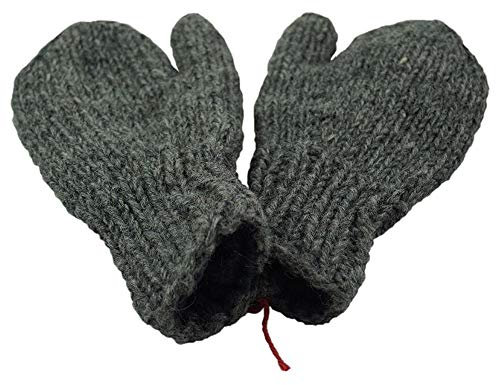 musimon Fäustlinge Fäustel Kinder Natur-Wolle gefüttert handgestrickt (grau)