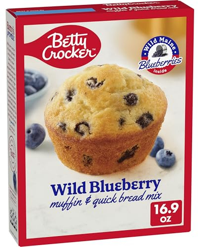 Betty Crocker Wild Blueberry Muffin and Quick Bread Mix, Wild Maine Blueberries Inside, 16.9 oz