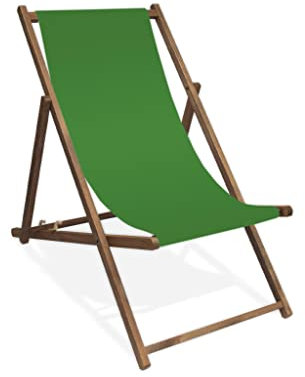 MultiBrands Liegestuhl, Holz, Grasgrün ohne Armlehne mit dunkelbrauner Lasur, klappbar