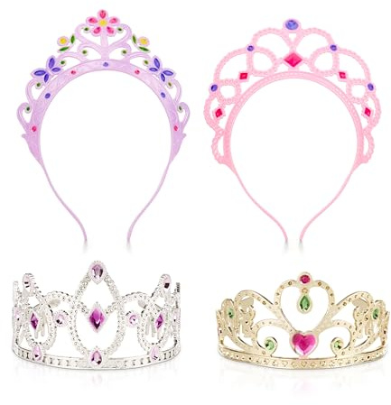 Melissa & Doug Dress-Up Tiaras Play Set for Kids (4-Piece) – Pretend Princess Crowns for Costume Role Play – Preschool Jewelry Toys for Girls Ages 3+