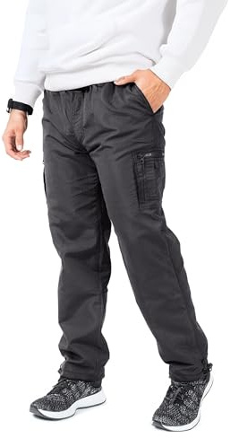 GA COMMUNICATIONS Mens Thermal Fleece Lined Trouser Camouflage Combat Elasticated Waist Bottoms[Black,M]