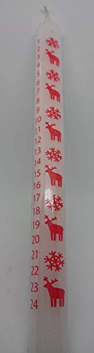Ebersbacher Wachswaren Adventskalenderkerze 24 Tage Kerze weiß/rot Christmas