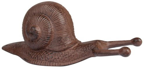 Esschert Design Stiefelknecht Motiv Schnecke aus Gusseisen in rostbraun, ca. 32 cm x 13 cm x 13 cm