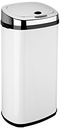 Rect 42L Stainless Steel Auto Sensor Kitchen Waste Dust Bin Automatic Motor White