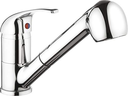 Cornat Spültisch-Einhebelarmatur Leon - Hochwertiger Messingkörper - verchromt - Ausziehbare Schlauchbrause / Hochdruck-Armatur / Küchenarmatur / Wasserhahn / SA855