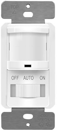 TOPGREENER in Wall PIR Motion Sensor Light Switch, Single Pole Occupancy Sensor Switch, Motion Sensor Switch, Need Neutral Wire, On/Off Override, 4A, 500W, TSOS5-W, 1Pack, White