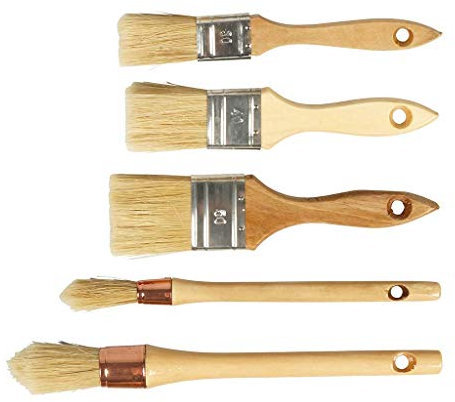 COGEX - Sets de pinceaux de peinture, Pinceaux à poils, Pinceaux plats - Lot de 5 pinceaux pour peinture, Kit 5 pincieaux pour peinture - En soie - 2pcs rechampir (15/25), 3pcs plats (30/40/50)