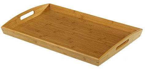 dcasa - Bandeja cama bambú natural 58 x 38 x 6 cm .
