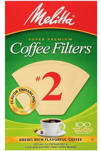 Melitta Cone Coffee Filter #2 100 Count- Natural Brown