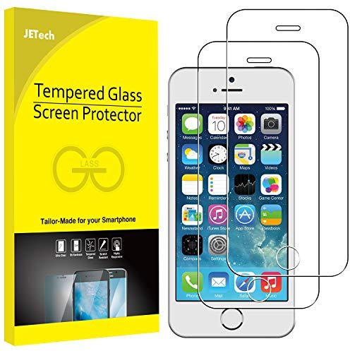 JETech Schutzfolie für iPhone 5s/5c/5/SE 2016 (Nicht für 2022/2020 Ausgabe), Gehärtetem Glas, 2 Stück