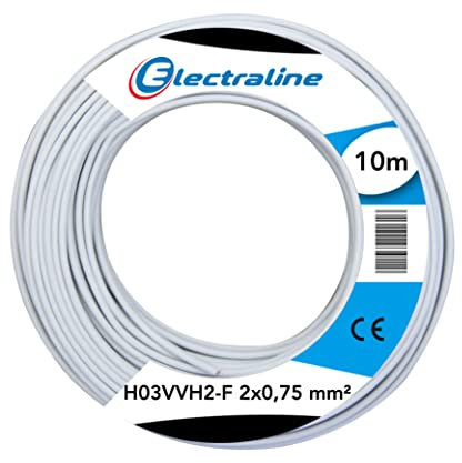 Electraline 10901 Couronne de Cable H03 VVH2-F 2X0,75 10M Blanc