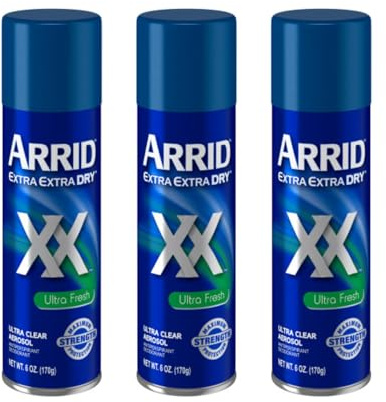 Arrid XX Extra Extra Dry Ultra Clear Aerosol Antiperspirant Deodorant, Ultra Fresh, 6 oz. (Pack of 3)