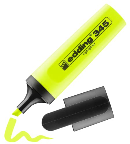 edding 345 Textmarker - gelb - 1 Highlighter - Keilspitze 2-5 mm - ideal für leuchtende Markierungen und Hervorhebung von Textpassagen und Notizen