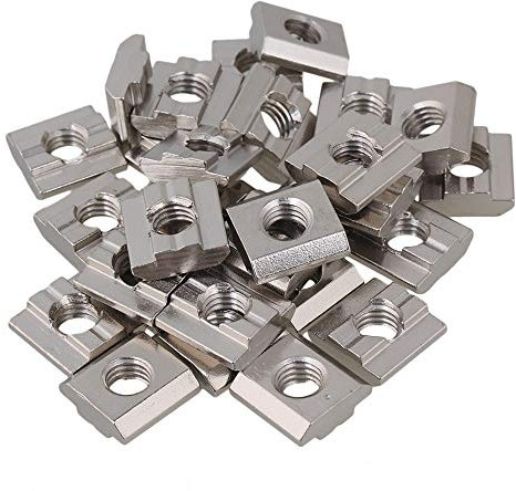 cnbtr plata Europea estándar 30 Serie Aluminio ranura de acero al carbono de la mitad Ronda rollo en deslizante T Ranura Tuerca Pack de 30, plateado