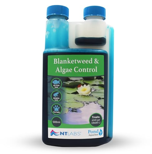NT Labs Pond Aquaclear, Blanketweed & Algae Control, Blue Dye For Pond Water/Water Features, Stops The Growth of Green Algae and Blanket Weed, Filters Out UV Light (500ml - Treats 28,400L)