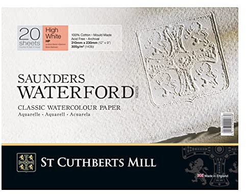 St Cuthberts Mill SAUNDERS WATERFORD SERIES Aquarellpapier, 300g/m², rundumgeleimt, ‎31 x 23 cm mit 20 Blatt