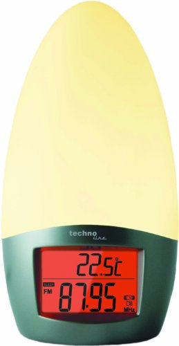 techno line WT 493 – Despertador (Radio-controlado, con luz de Despierta, 95 x 95 x 195 mm), Color Blanco y Gris