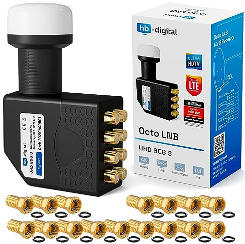 LNB FULL HD TV 3D + contatti placcati oro + protezione dagli agenti atmosferici (estraibile) in set HB digitale con spina placcata oro inclusa