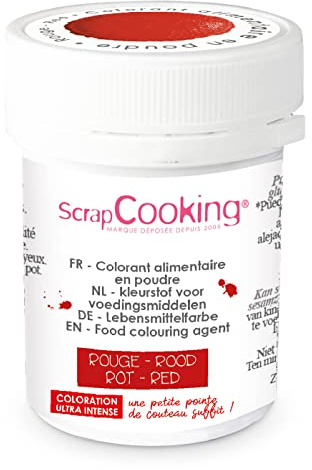 SCRAP COOKING Colorant Artificiel en Poudre, Sans Saveur, Rouge, 5 g