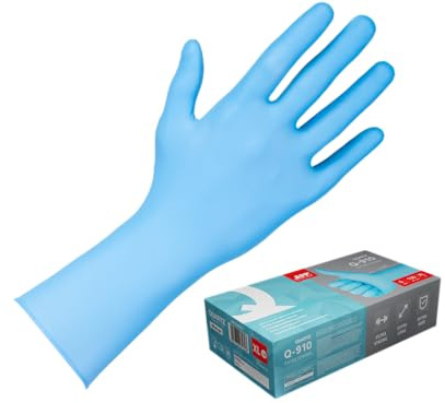 APP QUARTZ Q910 - Guanti Monouso in Nitrile Blu Extra Resistenti 6 mil (0,15 mm), Polsino Lungo 305 mm | Dita Rinforzate, Senza Polvere | Scatola da 100 Pezzi, Taglia XL