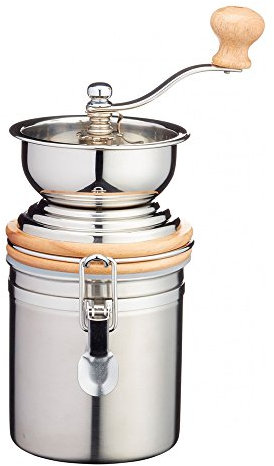 KitchenCraft Le'Xpress Manual Coffee Grinder with Built-In Coffee Storage Canister, Stainless Steel