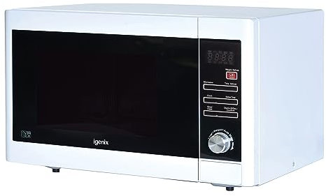 Igenix IG3093 Solo Digital Microwave, 5 Power Levels and 10 Auto Cooking Menus, Defrost Function and 95 Minute Timer, 900 W, 30 Litre, White