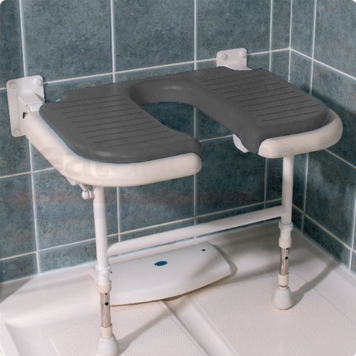 Akw 04220P Gris Siège de Douche rembourré en U Large Rabattable Série 4000 (accessibilité PMR)