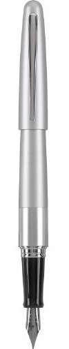 PILOT Metropolitan Collection Fountain Pen, Silver Barrel, Classic Design, Medium Nib, Black Ink (91108)