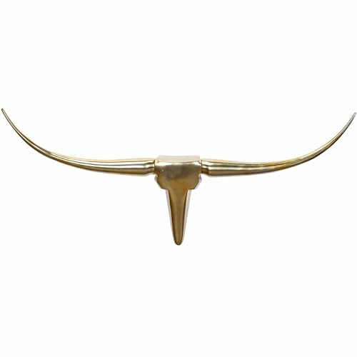 Wohnling Deko Geweih Bull M WL1.392 Gold 100 cm Aluminium Design Hörner, Wanddekoration Stierkopf Horn Modern, Wandskulptur Geweih-Jagdtrophäe Metall, Longhorn Wandschmuck Groß