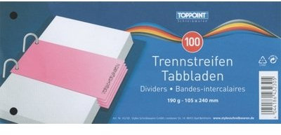 Stylex Trennstreifen 100er Packung, 10,5 x 24 cm, 190 g/m², gelb, A5, 3 Löcher