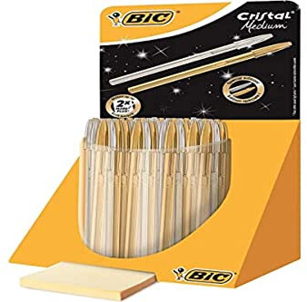Bic Cristal - Expositor de 40 bolígrafos, color oro y plata