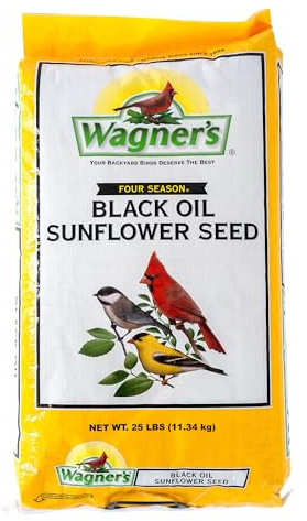 Wagner's 76027 Black Oil Sunflower Wild Bird Food, 25-Pound Bag