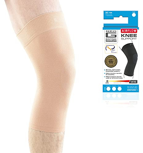 Neo-G Knee Support for Running, Sports, Daily Wear – Knee Bandage Support for Sprains, Strains, Joint pain, Weak Muscles - Multi Zone Knee Compression Sleeve - Airflow - L - Beige