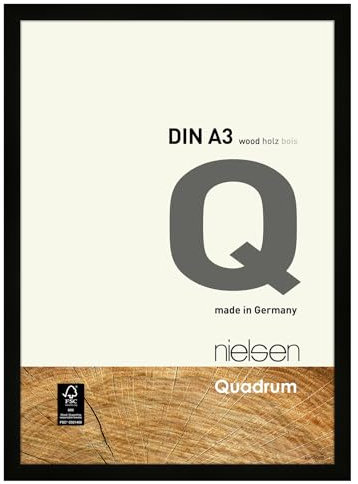 nielsen Quadrum Wooden Picture Frame - Black A3, 29.7x42cm - with Float Glass and Easy Push-Turn Clips - for Photos and Art